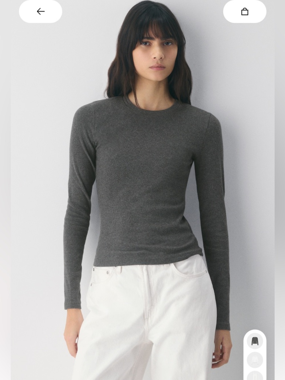 TNA Homestretch Rib Solo Longsleeve XS  Heather Charcoal